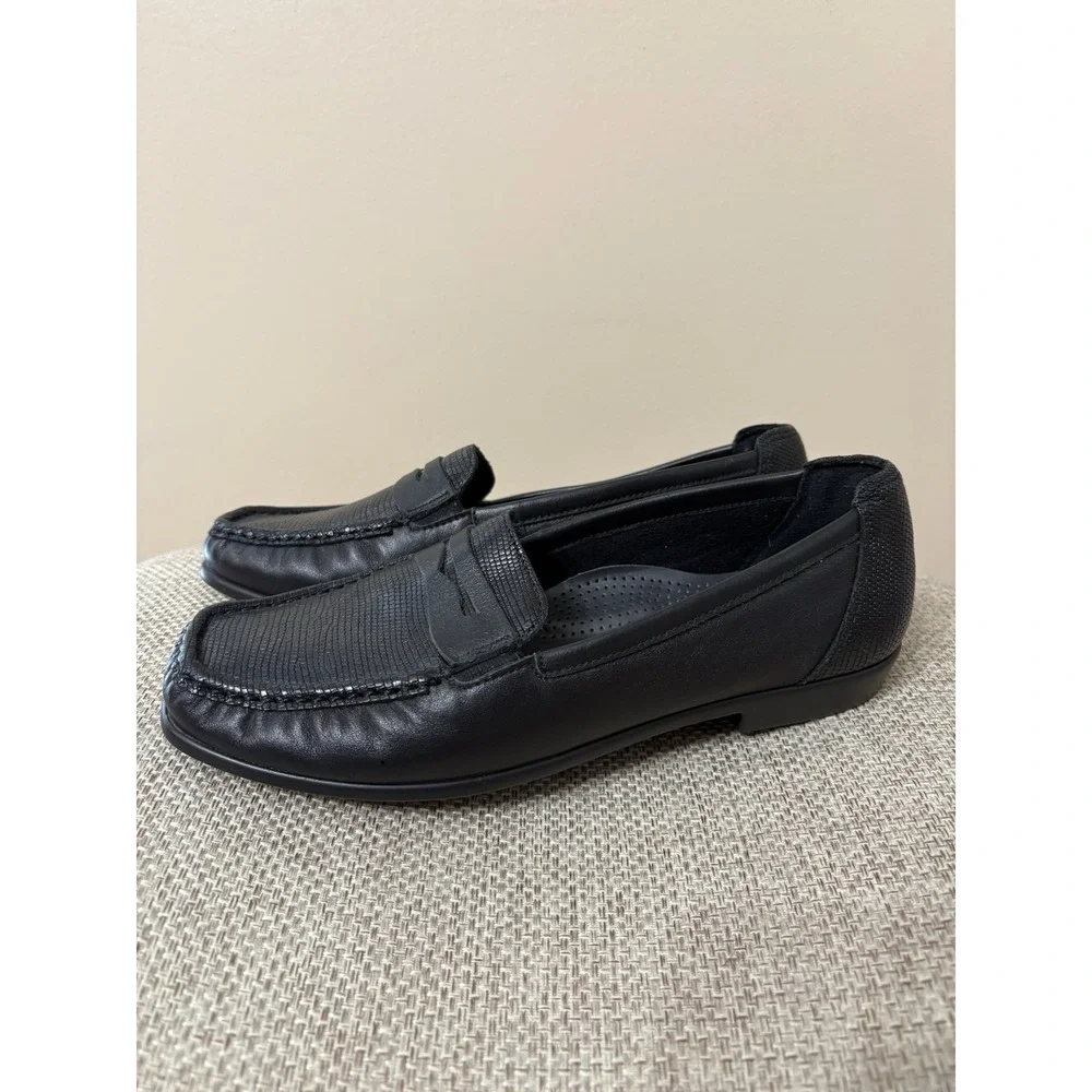 SAS Womens Penny Loafers Size 8 N Black Leather Comfort Slip On Casual‎ Shoes
